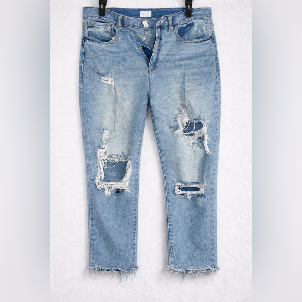 Sneak Peek Light Blue Distressed Boyfriend Jeans